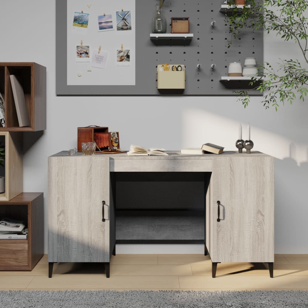 Scrivania Grigio Sonoma 140x50x75 cm in Legno Multistrato