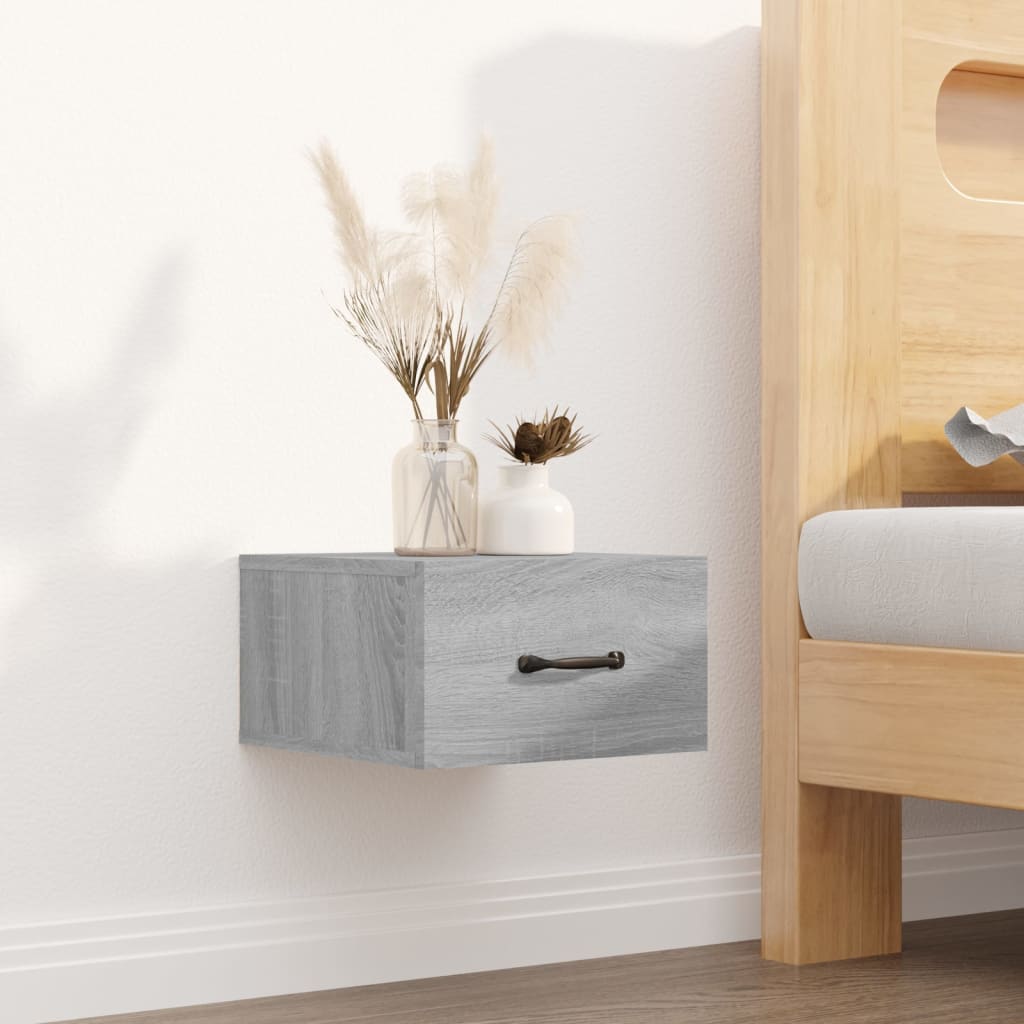 Comodini a Muro 2 pz Grigio Sonoma 35x35x20 cm