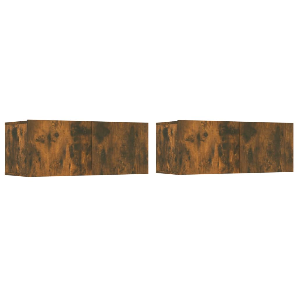 Mobili TV 2 pz Rovere Fumo 80x30x30 cm Legno Multistrato