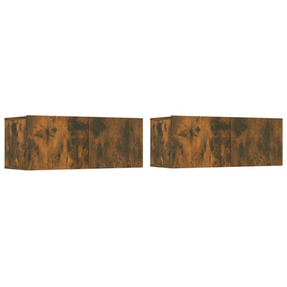 Mobili TV 2 pz Rovere Fumo 80x30x30 cm Legno Multistrato