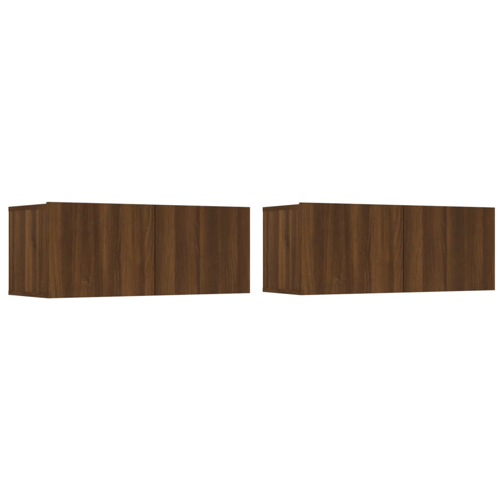Mobili TV 2 pz Rovere Marrone 80x30x30cm Legno Multistrato