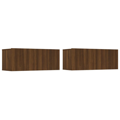 Mobili TV 2 pz Rovere Marrone 80x30x30cm Legno Multistrato
