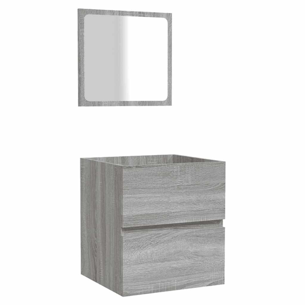 Mobile da Bagno con Specchio Grigio Sonoma in Legno Multistrato