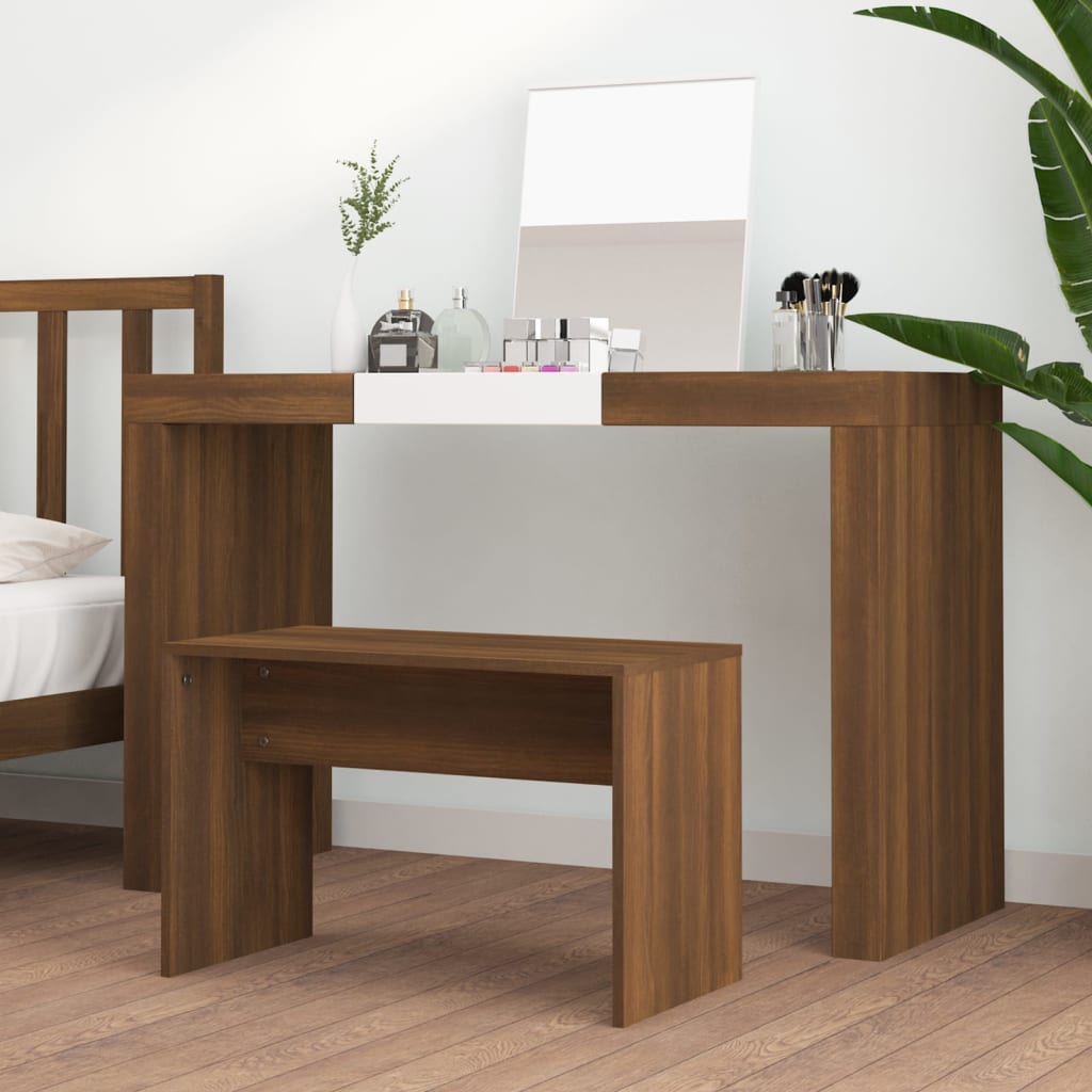 Sgabello da Toeletta Marrone Fumo 70x35x45 cm Legno Multistrato