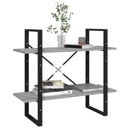 Libreria a 2 Ripiani Grigio Sonoma 80x30x70cm Legno Multistrato