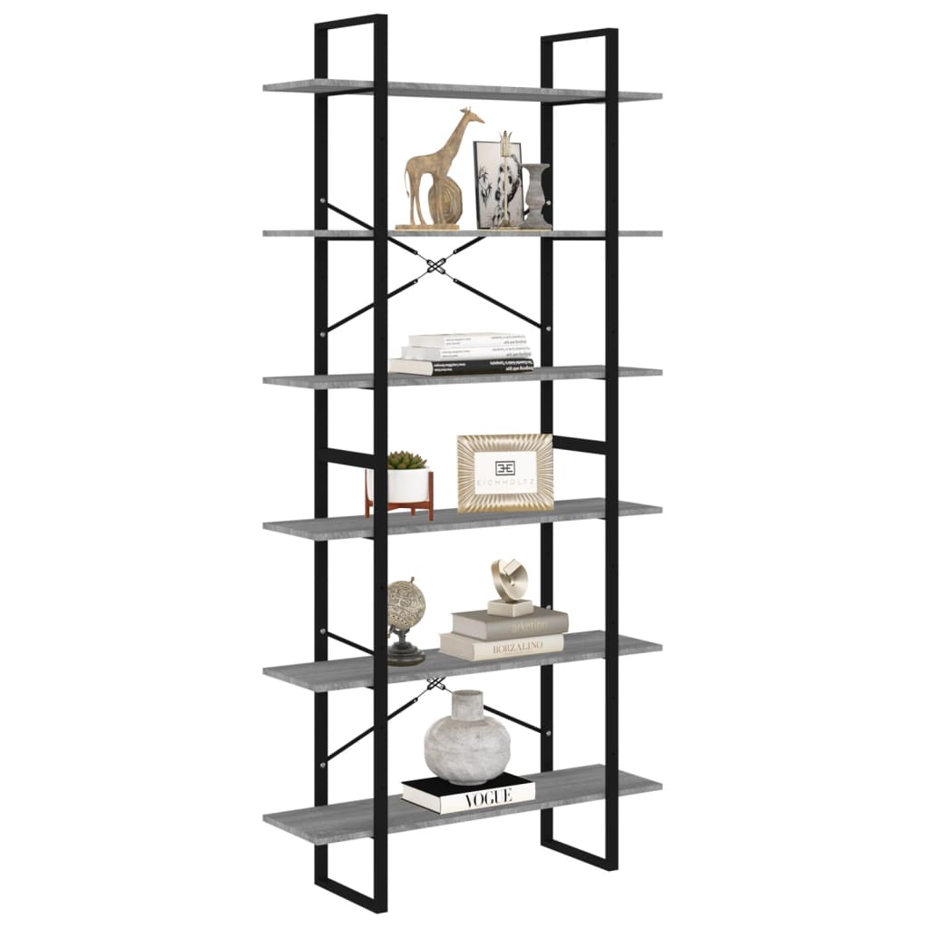 Scaffale Alto Grigio Sonoma 100x30x210 cm in Legno Multistrato