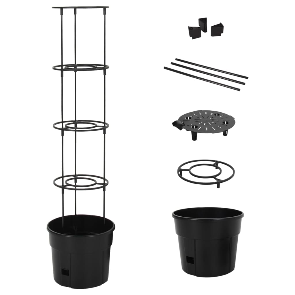 Vaso a Torre per Pomodori Antracite ÃƒËœ29,5x115 cm Polipropilene