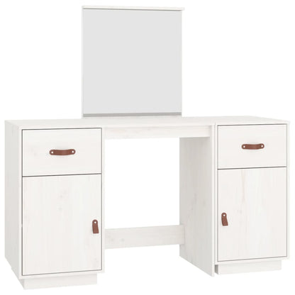 Set Toeletta con Specchio Bianco in Legno Massello di Pino