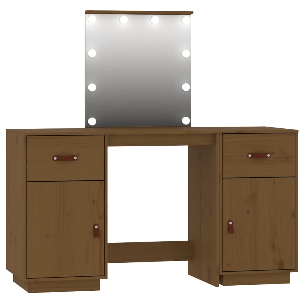 Set Toeletta con LED Marrone ambra in Legno Massello di Pino