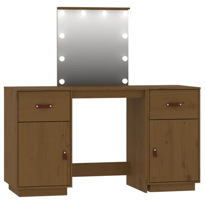 Set Toeletta con LED Marrone ambra in Legno Massello di Pino