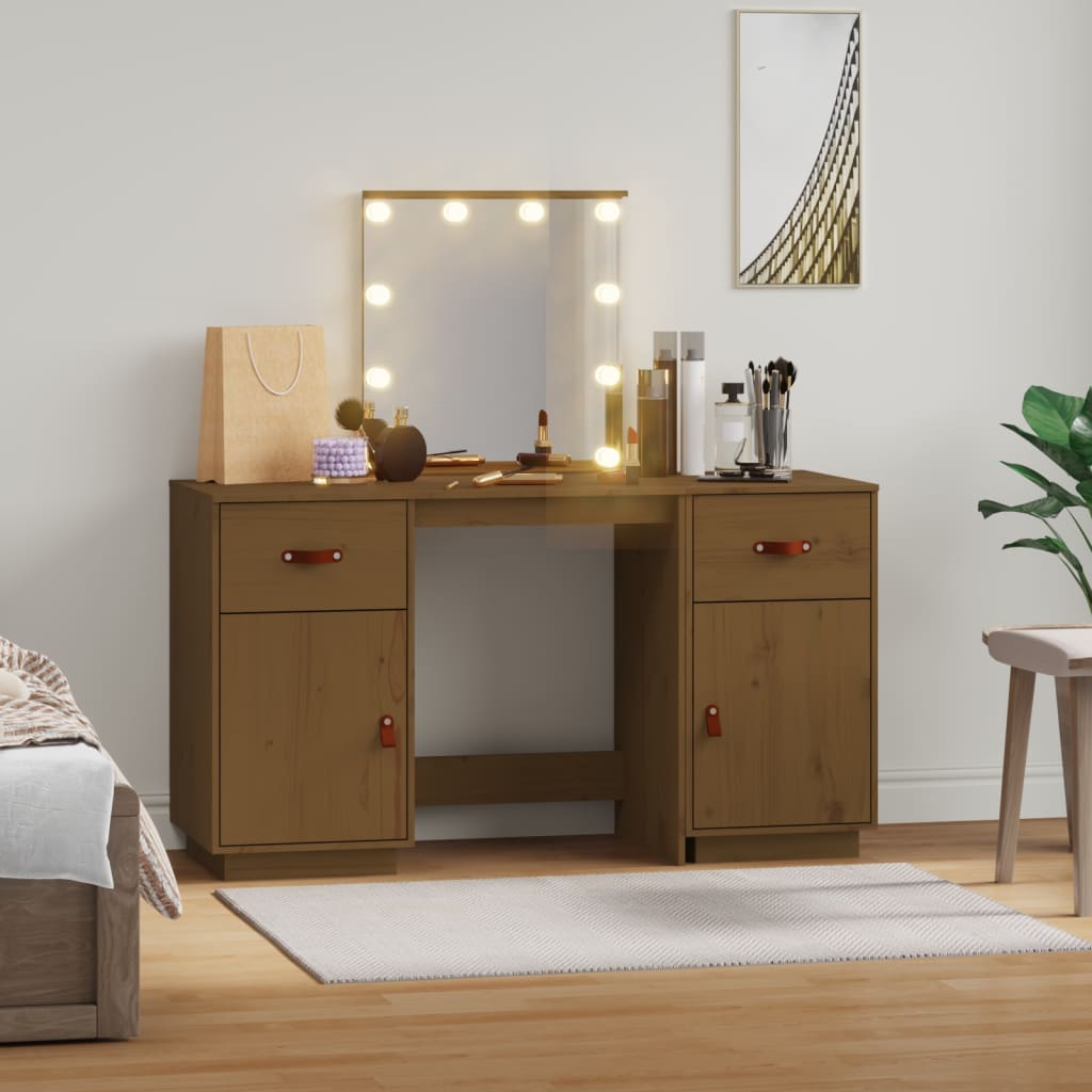 Set Toeletta con LED Marrone ambra in Legno Massello di Pino
