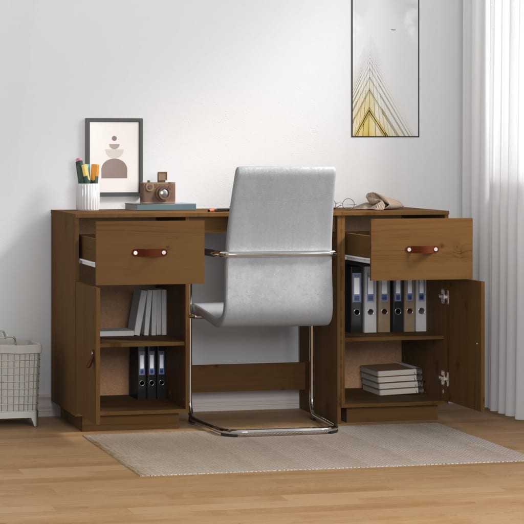 Scrivania con Armadietti ambra 135x50x75cm Legno Massello Pino
