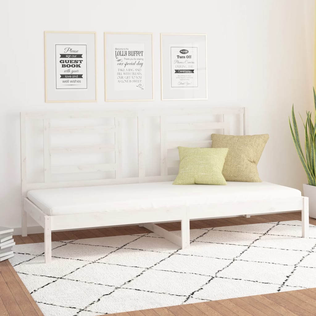 Dormeuse senza Materasso Bianca 80x200 cm Legno Massello Pino