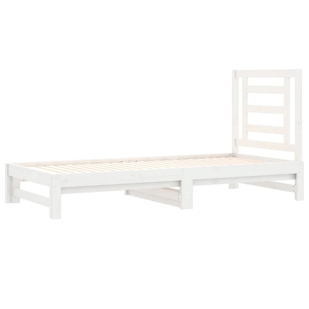 Dormeuse Estraibile Bianca 2x(90x190) cm Legno Massello di Pino