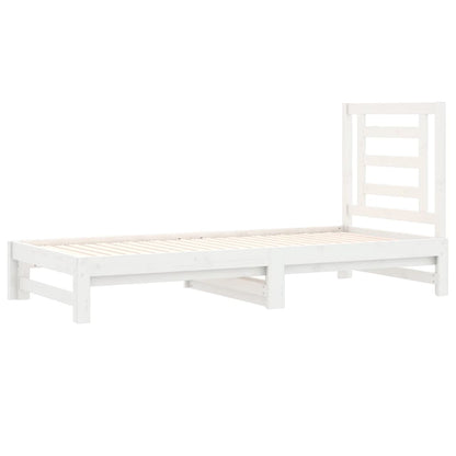 Dormeuse Estraibile Bianca 2x(90x190) cm Legno Massello di Pino