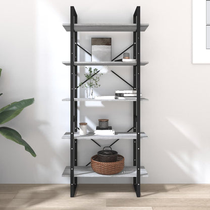 Libreria 5 Ripiani Grigio Sonoma 80x30x175 cm Legno Multistrato