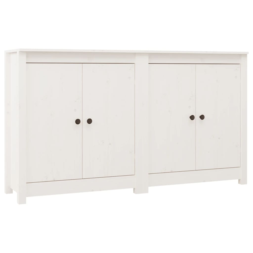 Credenze 2 pz Bianco 70x35x80 cm in Legno Massello di Pino