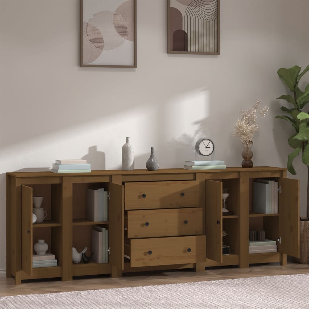 Credenza ambra 230x35x80 cm in Legno Massello di Pino
