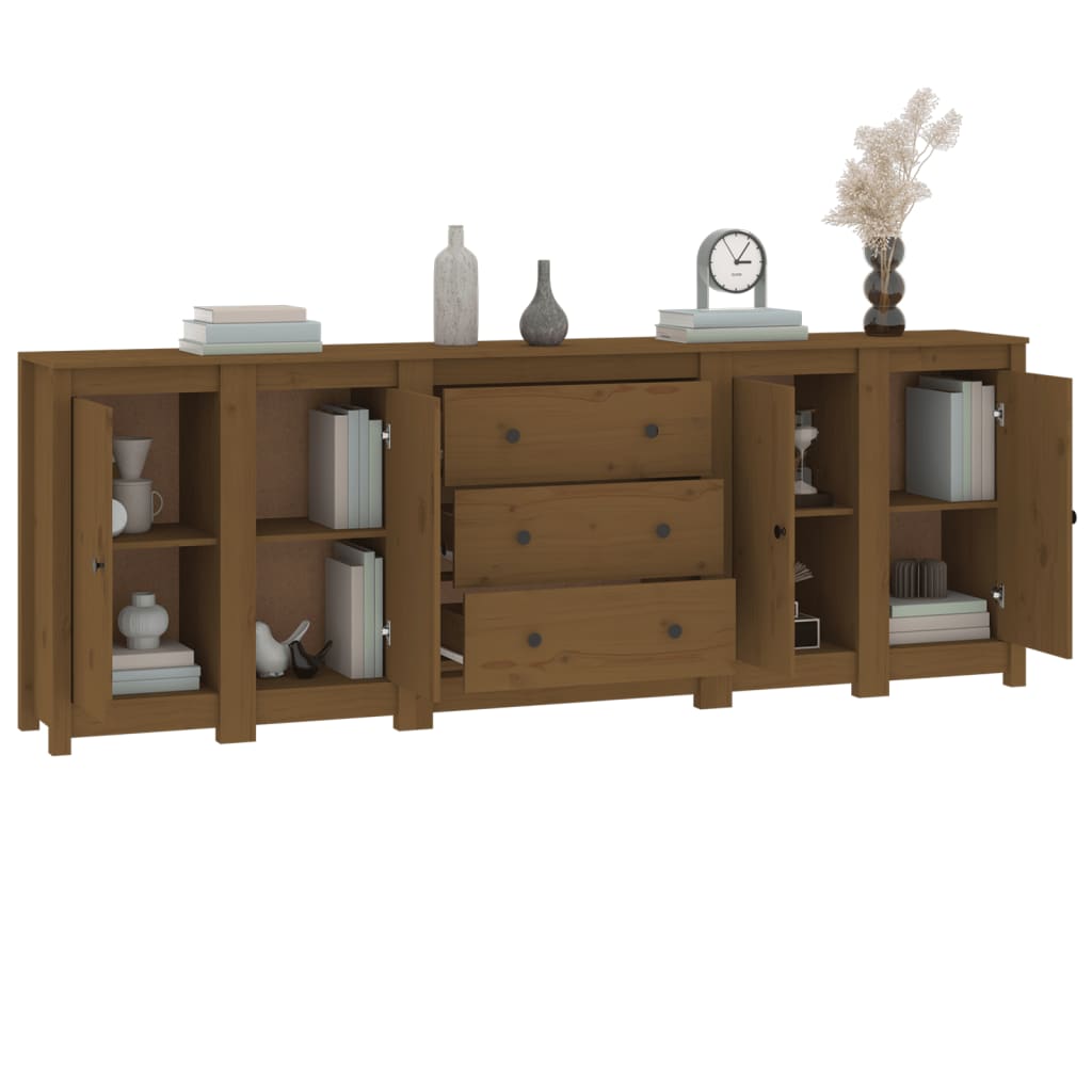 Credenza ambra 230x35x80 cm in Legno Massello di Pino