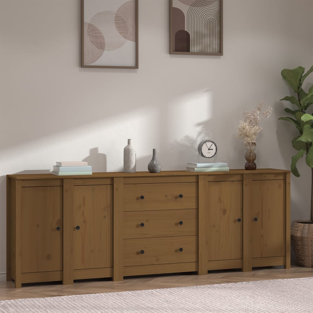 Credenza ambra 230x35x80 cm in Legno Massello di Pino