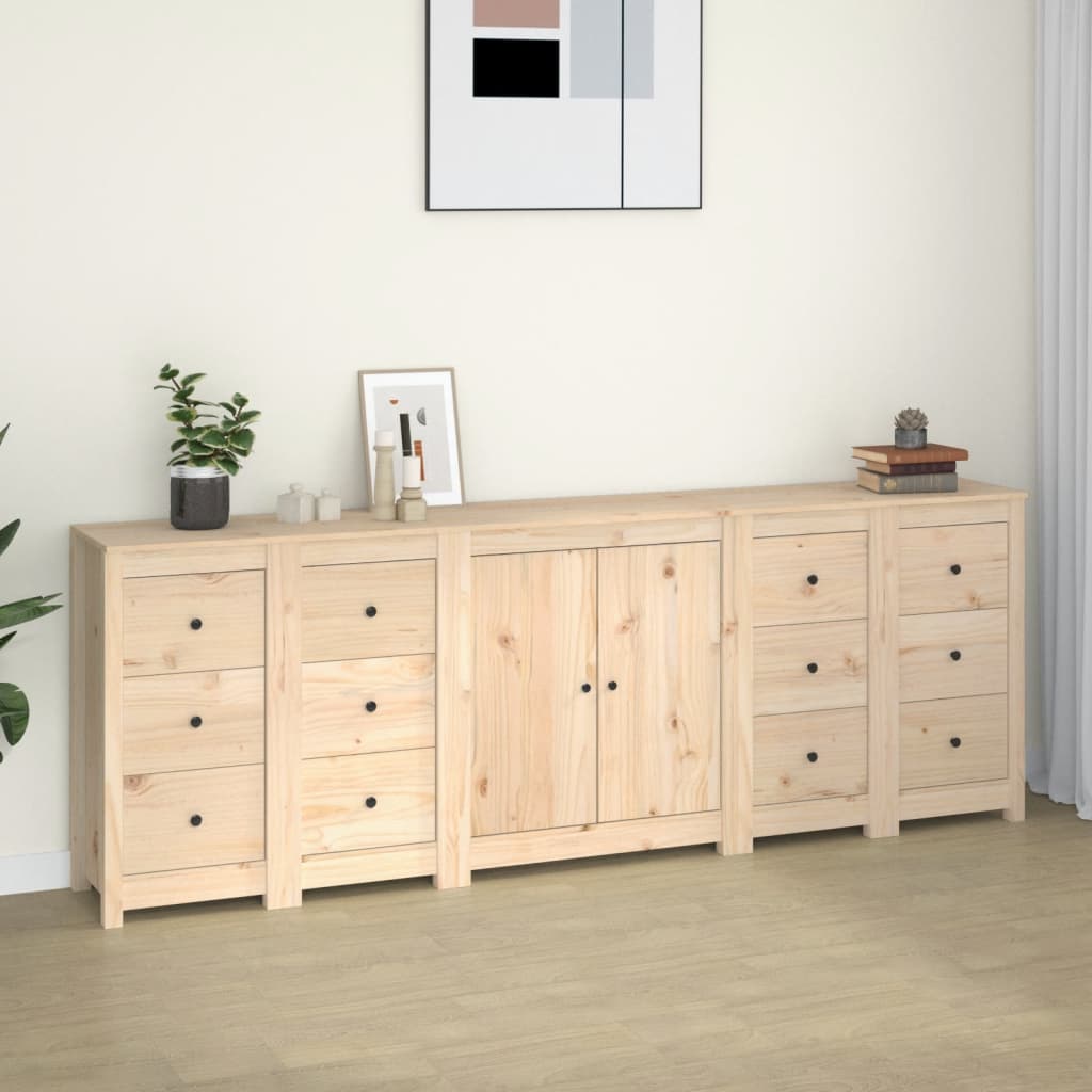 Credenza 230x35x80 cm in Legno Massello di Pino