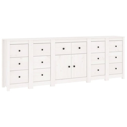Credenza Bianca 230x35x80 cm in Legno Massello di Pino