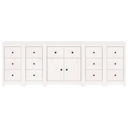 Credenza Bianca 230x35x80 cm in Legno Massello di Pino