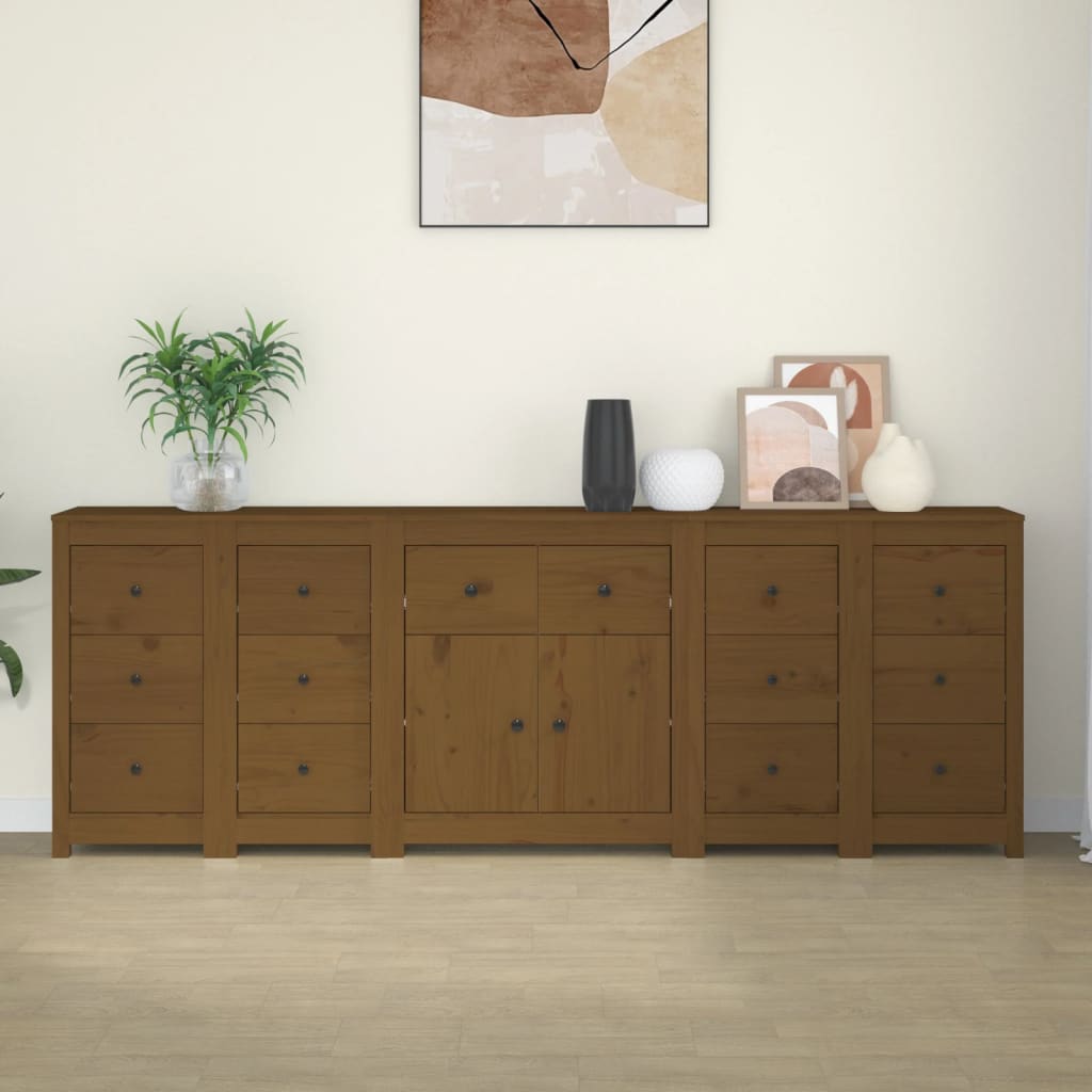 Credenza ambra 230x35x80 cm in Legno Massello di Pino