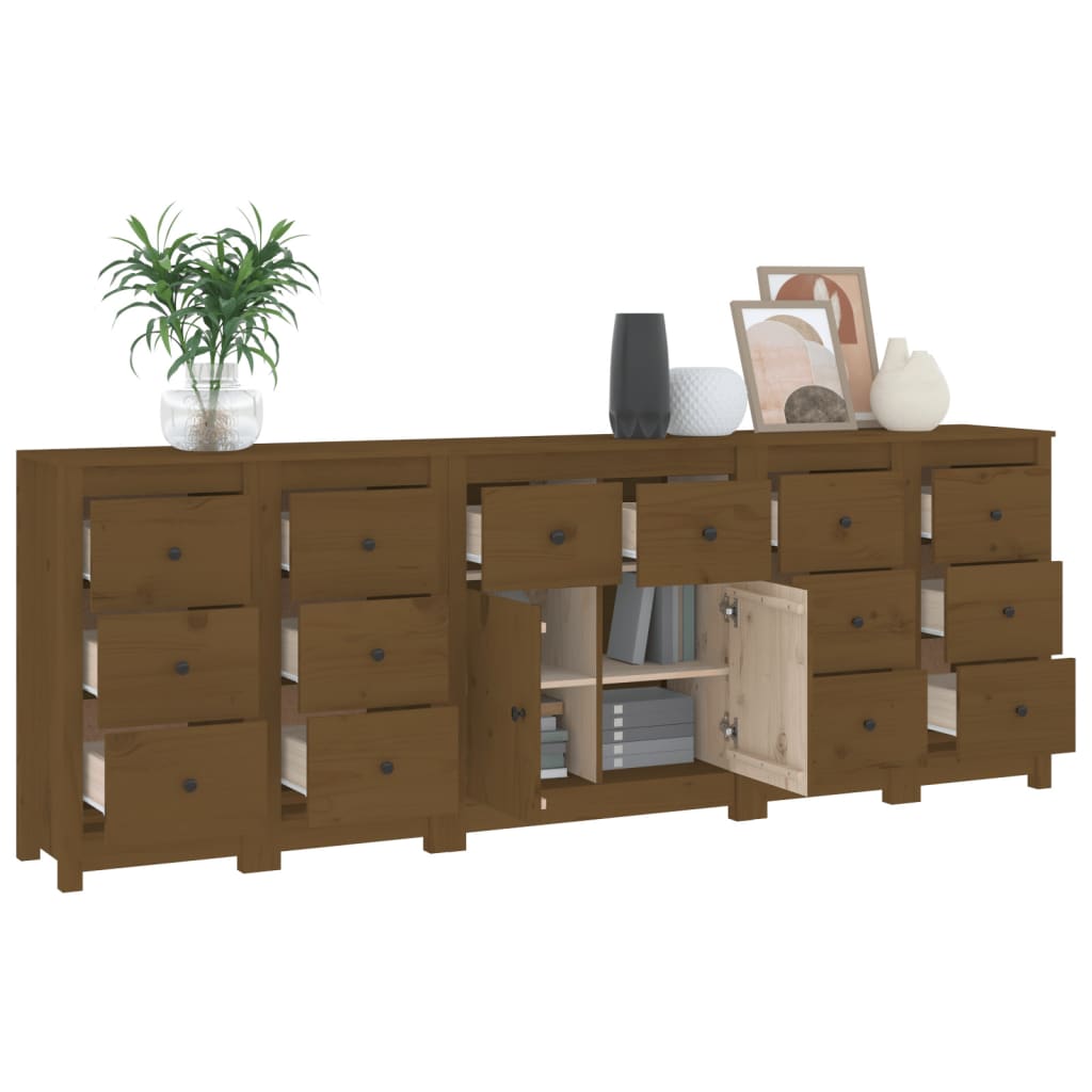 Credenza ambra 230x35x80 cm in Legno Massello di Pino