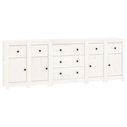 Credenza Bianca 230x35x80 cm in Legno Massello di Pino