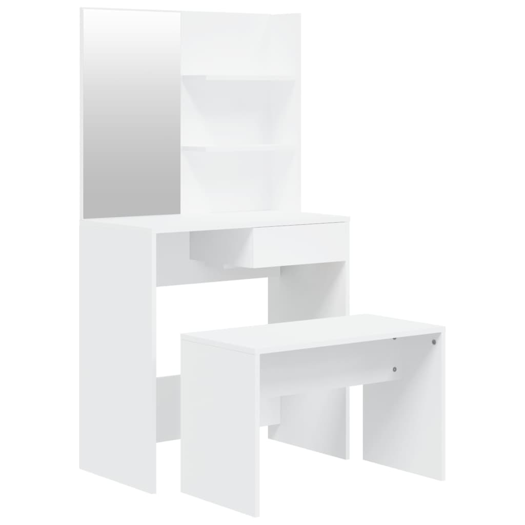 Set Tavolo da Toeletta Bianco 74,5x40x141 cm
