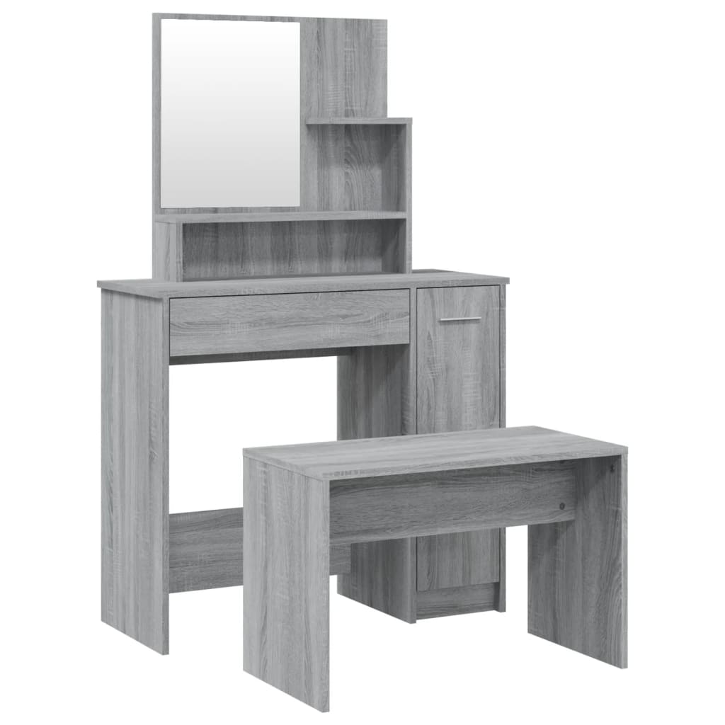 Set Tavolo da Toeletta Grigio Sonoma 86,5x35x136 cm