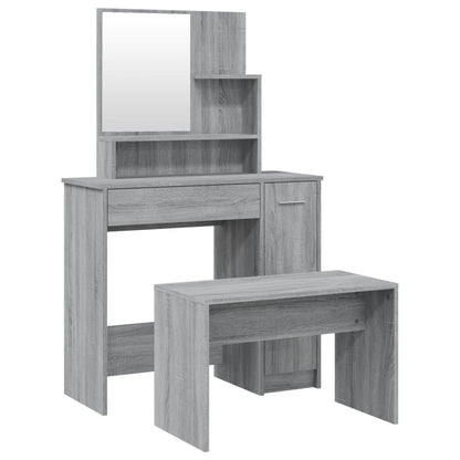 Set Tavolo da Toeletta Grigio Sonoma 86,5x35x136 cm