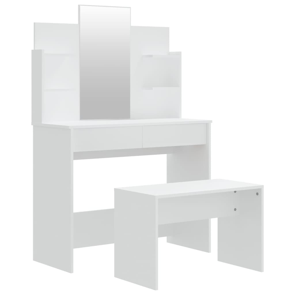 Set Tavolo da Toeletta Bianco 96x40x142 cm