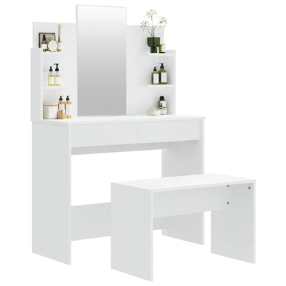 Set Tavolo da Toeletta Bianco 96x40x142 cm
