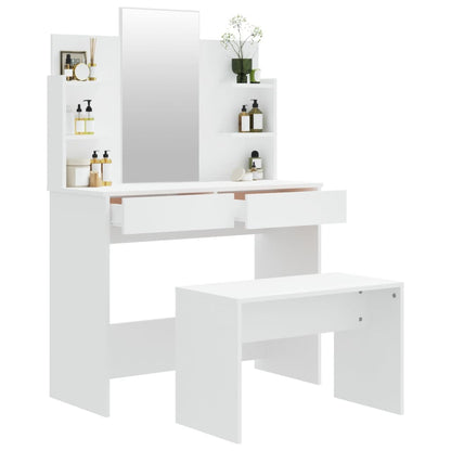 Set Tavolo da Toeletta Bianco 96x40x142 cm