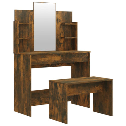 Set Tavolo da Toeletta Rovere Fumo 96x40x142 cm