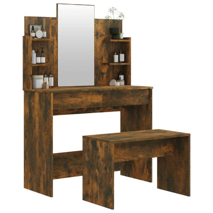 Set Tavolo da Toeletta Rovere Fumo 96x40x142 cm