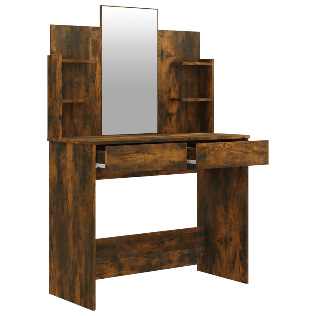 Set Tavolo da Toeletta Rovere Fumo 96x40x142 cm