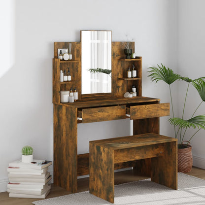 Set Tavolo da Toeletta Rovere Fumo 96x40x142 cm
