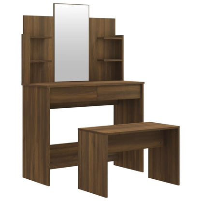 Set Tavolo da Toeletta Rovere Marrone 96x40x142 cm