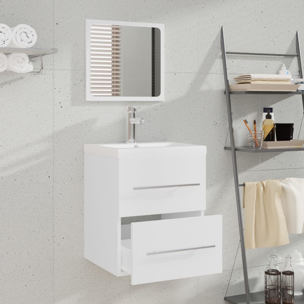 Mobile Bagno con Lavabo Integrato Bianco in Legno Multistrato