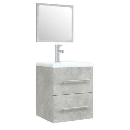 Mobile Bagno Lavabo Integrato Grigio Cemento Legno Multistrato