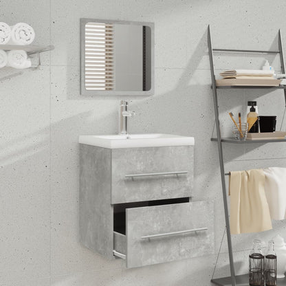 Mobile Bagno Lavabo Integrato Grigio Cemento Legno Multistrato
