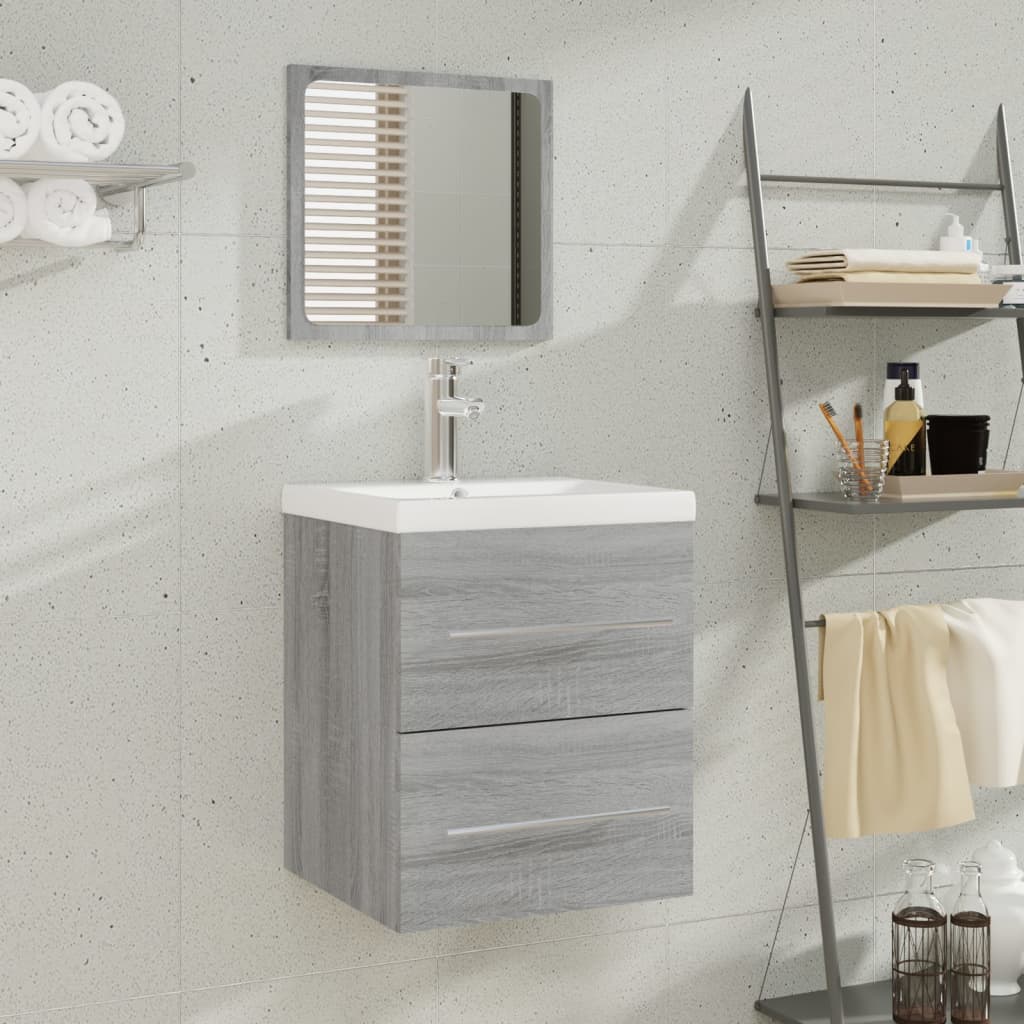 Mobile Bagno e Lavabo Integrato Grigio Sonoma Legno Multistrato