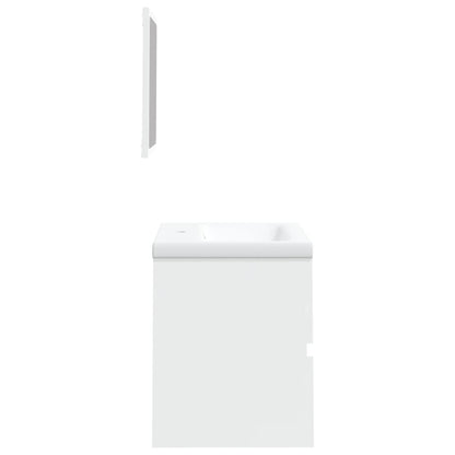Mobile da Bagno con Lavabo e Specchio Bianco