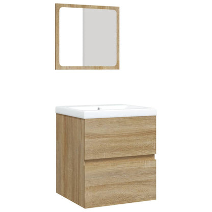 Mobile da Bagno con Lavabo e Specchio Rovere Sonoma
