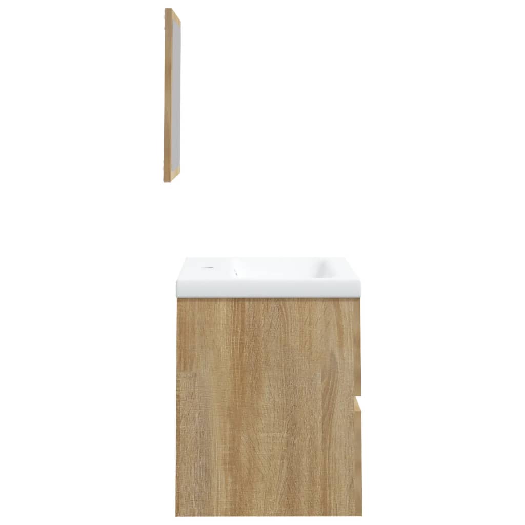 Mobile da Bagno con Lavabo e Specchio Rovere Sonoma