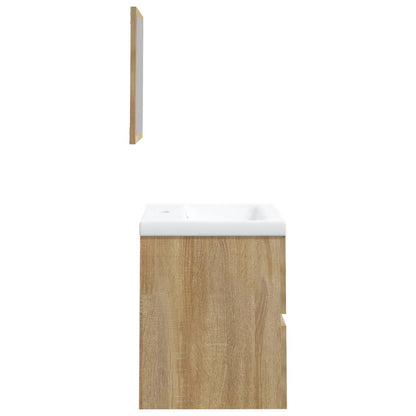 Mobile da Bagno con Lavabo e Specchio Rovere Sonoma