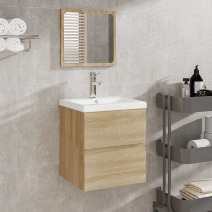 Mobile da Bagno con Lavabo e Specchio Rovere Sonoma